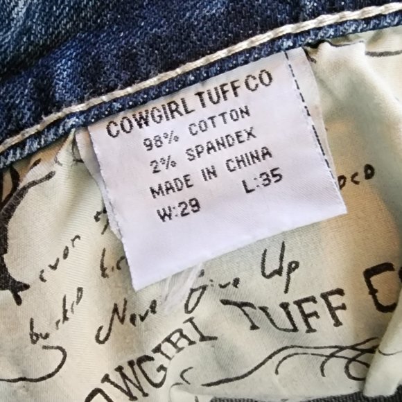 CowGirl Tuff Jeans W 29 L 35 *Like New* "Dark Don't Fence Me In" - Picture 14 of 15